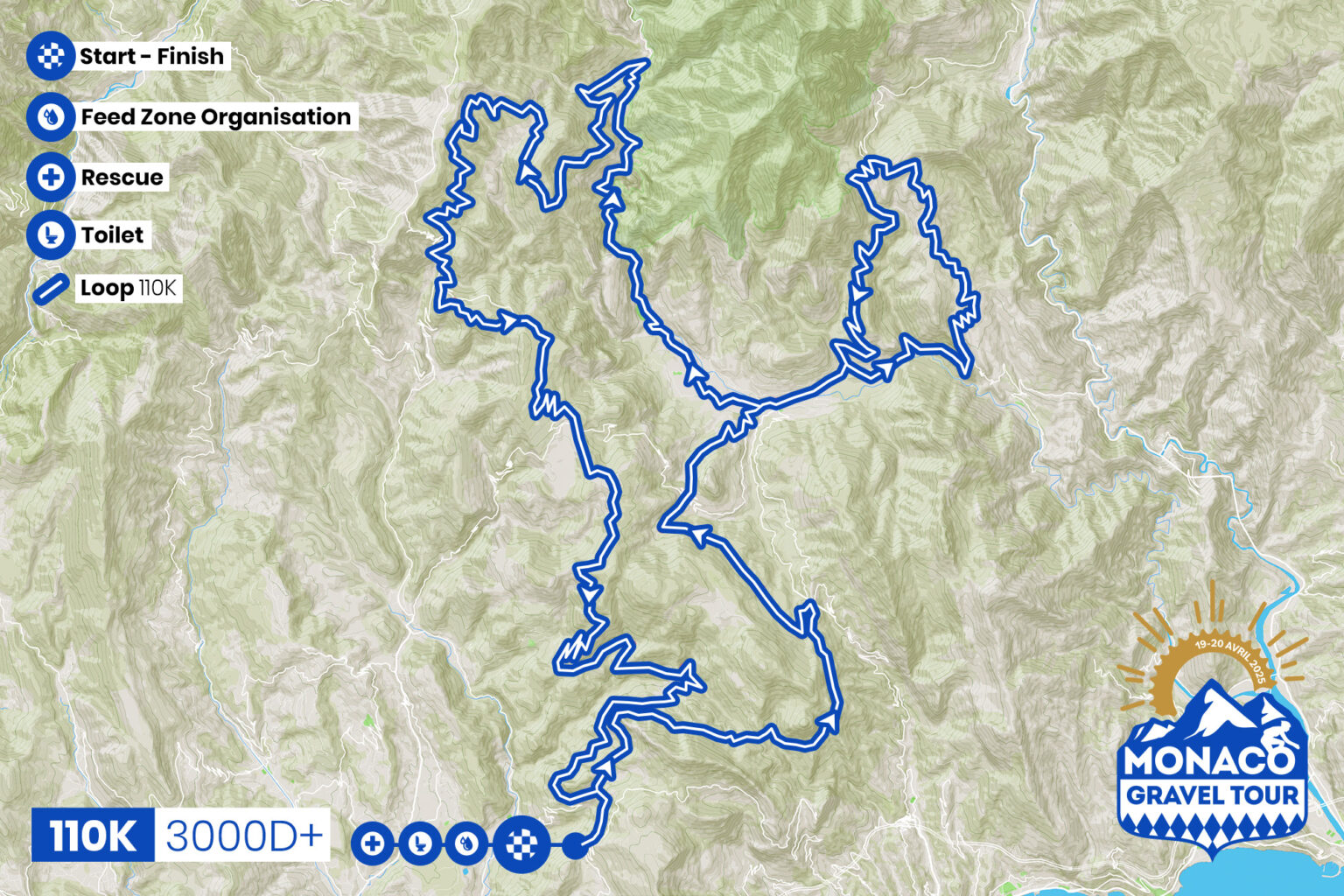 Monaco Gravel Tour 110Km Map