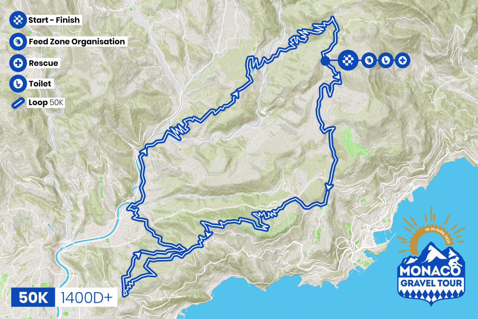 Monaco Gravel Tour 50Km Map