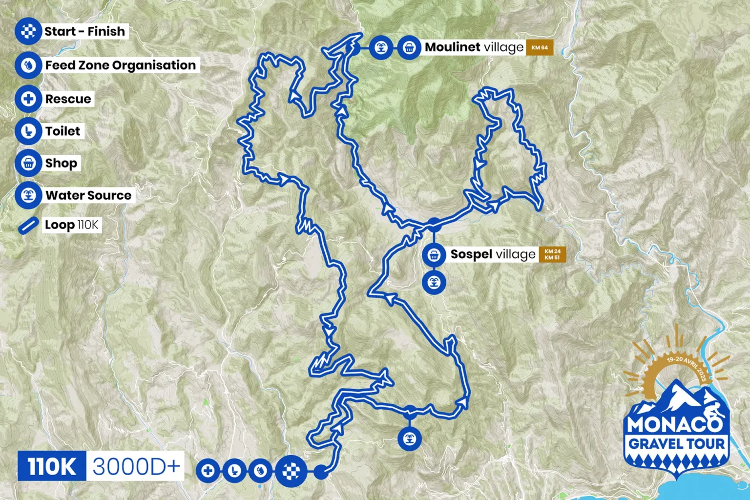 Monaco Gravel Tour 110Km Map