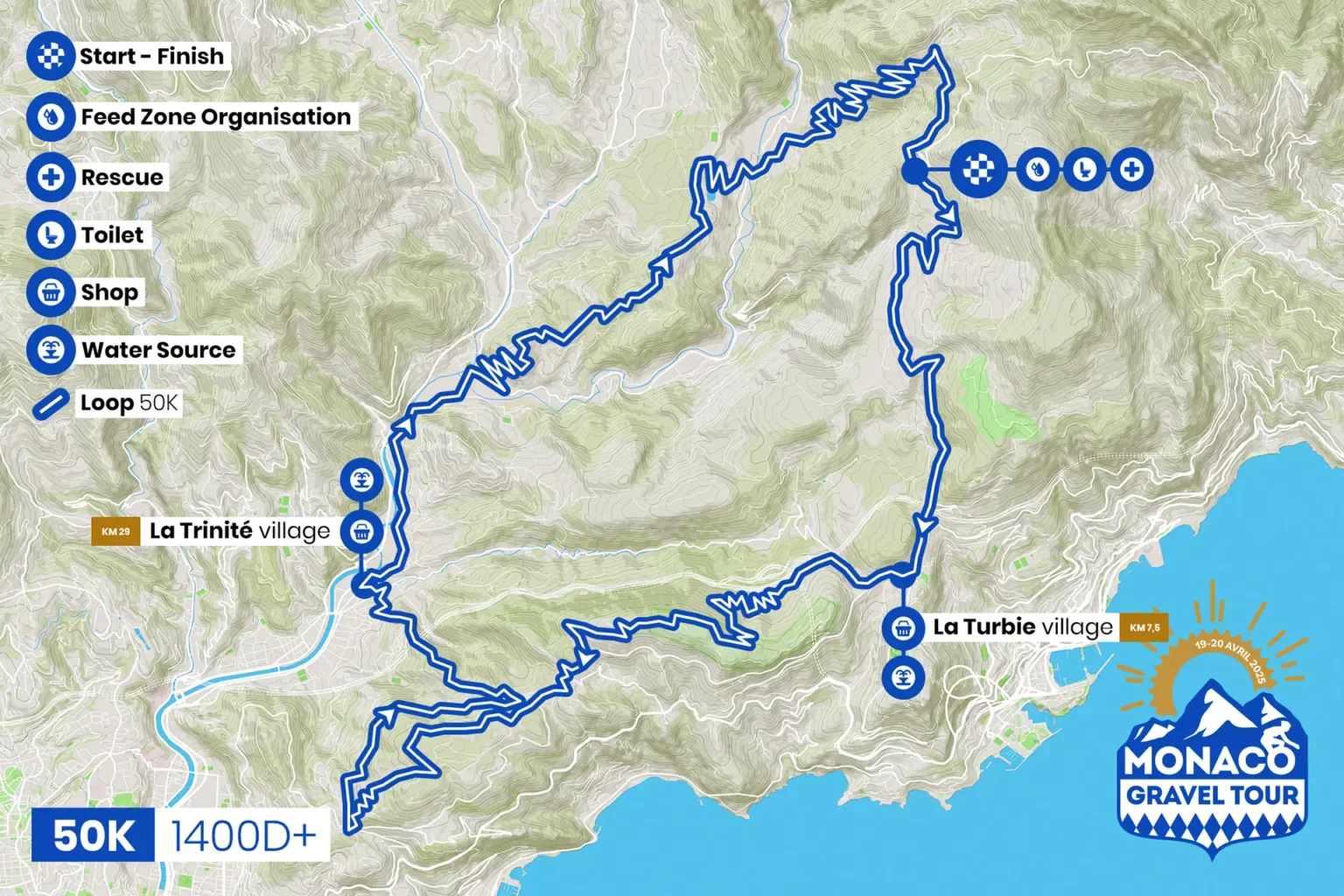 Monaco Gravel Tour 50Km Map