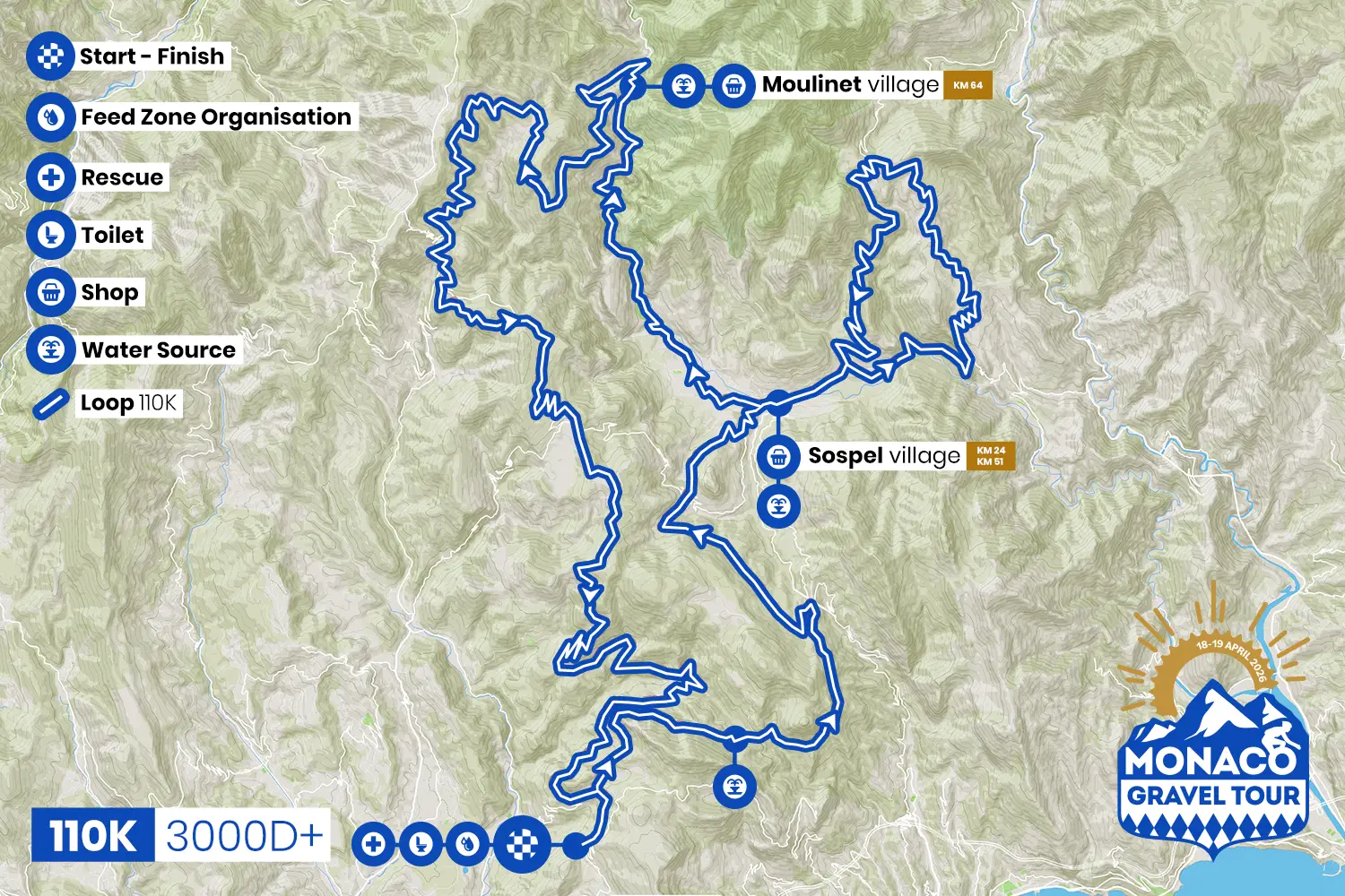 Monaco Gravel Tour 110Km Map